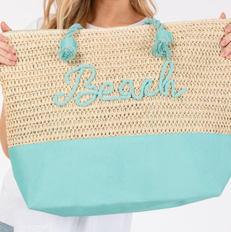 "Beach" Woven Tote