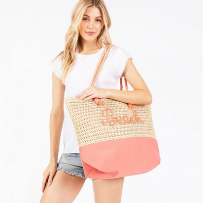 "Beach" Woven Tote