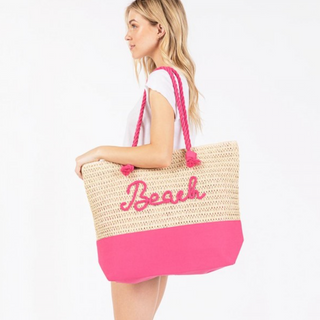 "Beach" Woven Tote
