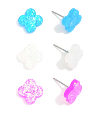Set of 3 Clover Stud Earrings