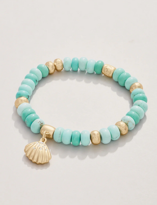Spartina Charmed Stretch Bracelet 8mm Turquoise/Shell