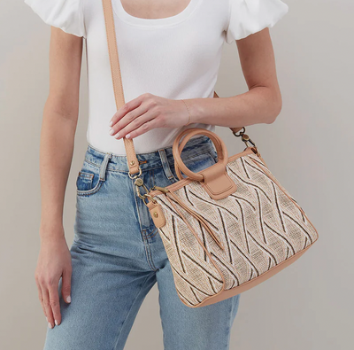 Hobo Sheila Medium Satchel - Cream Raffia