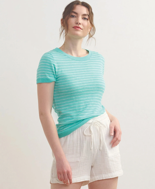 Hatley Simone Knit Tee - Teal Stripes