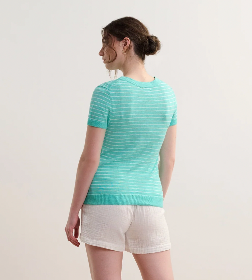 Hatley Simone Knit Tee - Teal Stripes