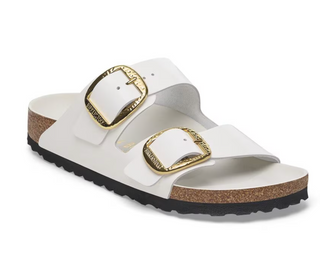 Birkenstock Arizona Hammered Big Buckle (Narrow) - High-Shine Antique White