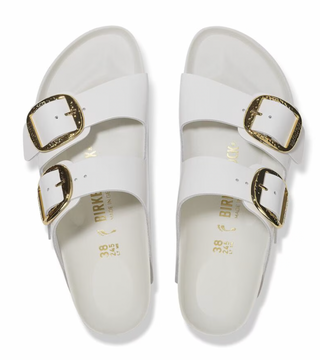 Birkenstock Arizona Hammered Big Buckle (Narrow) - High-Shine Antique White
