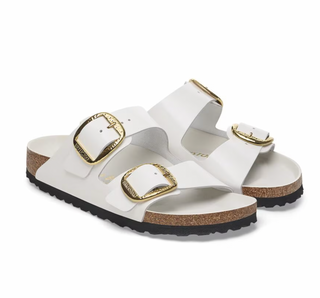 Birkenstock Arizona Hammered Big Buckle (Narrow) - High-Shine Antique White