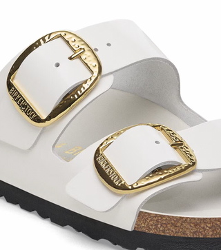 Birkenstock Arizona Hammered Big Buckle (Narrow) - High-Shine Antique White