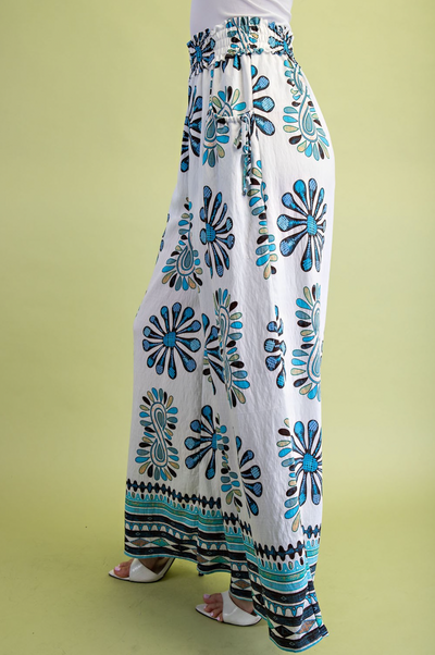 Seafoam Printed Wide Leg Pants