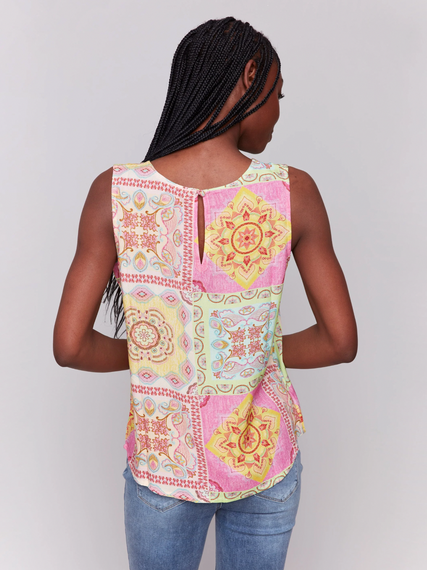 Printed Viscose Sleeveless Top - Carousel