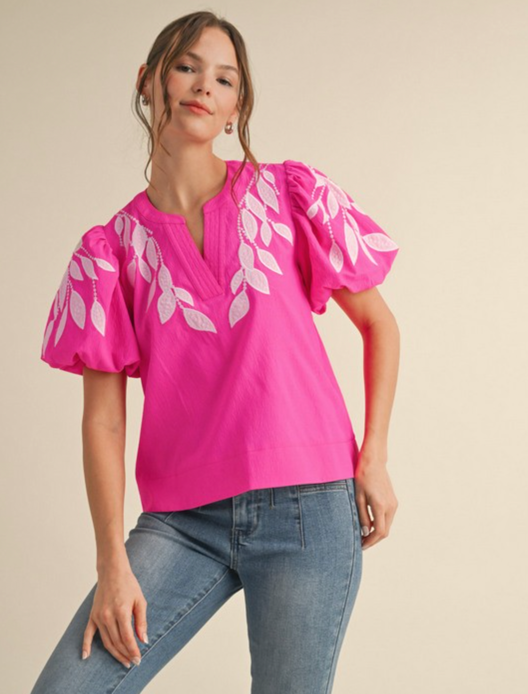 Leaf & Vine Embroidered Top
