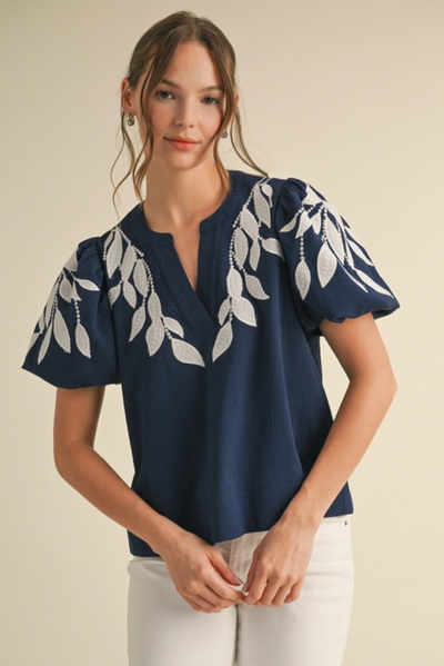 Leaf & Vine Embroidered Top
