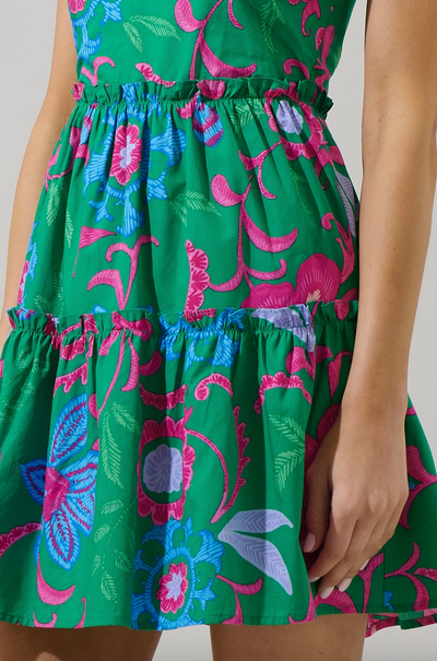 Sugarlips Cabina Floral Ruffle Tiered Mini Dress