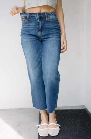 Judy Blue Dolly High Rise Crop Wide Leg Jean