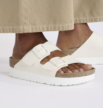 Birkenstock Arizona (Narrow) Flex Platform Birko-Flor Eggshell