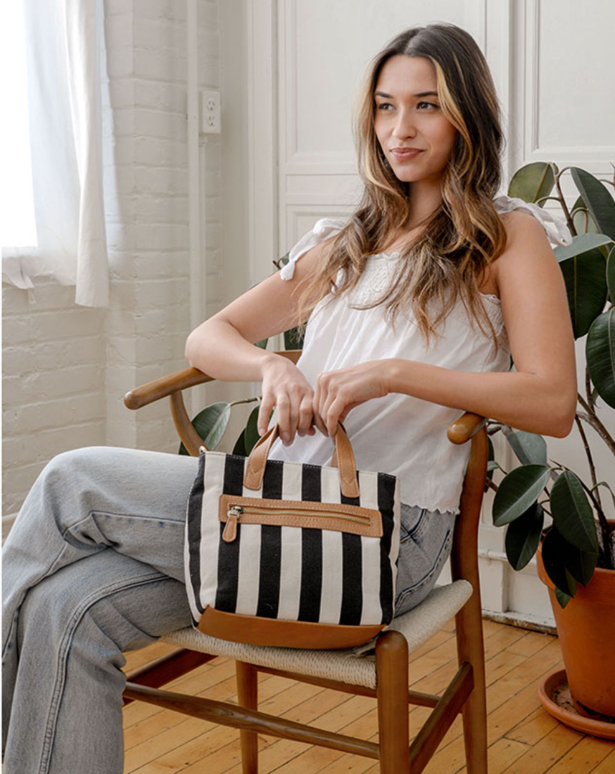 Awning Stripe Mini Canvas Tote