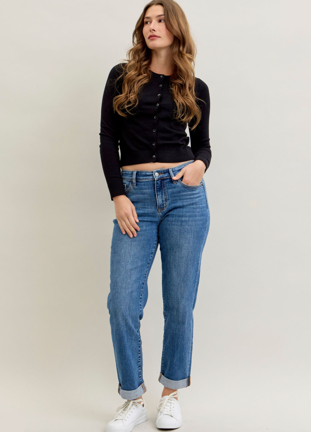 Judy Blue Mid Rise Callie Cuff Jeans