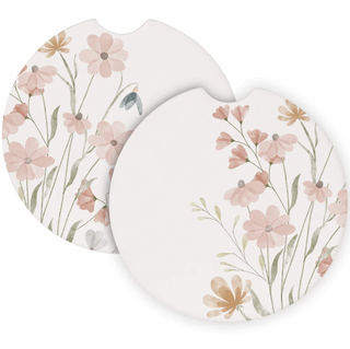Watercolor Flowers Car Coaster Set