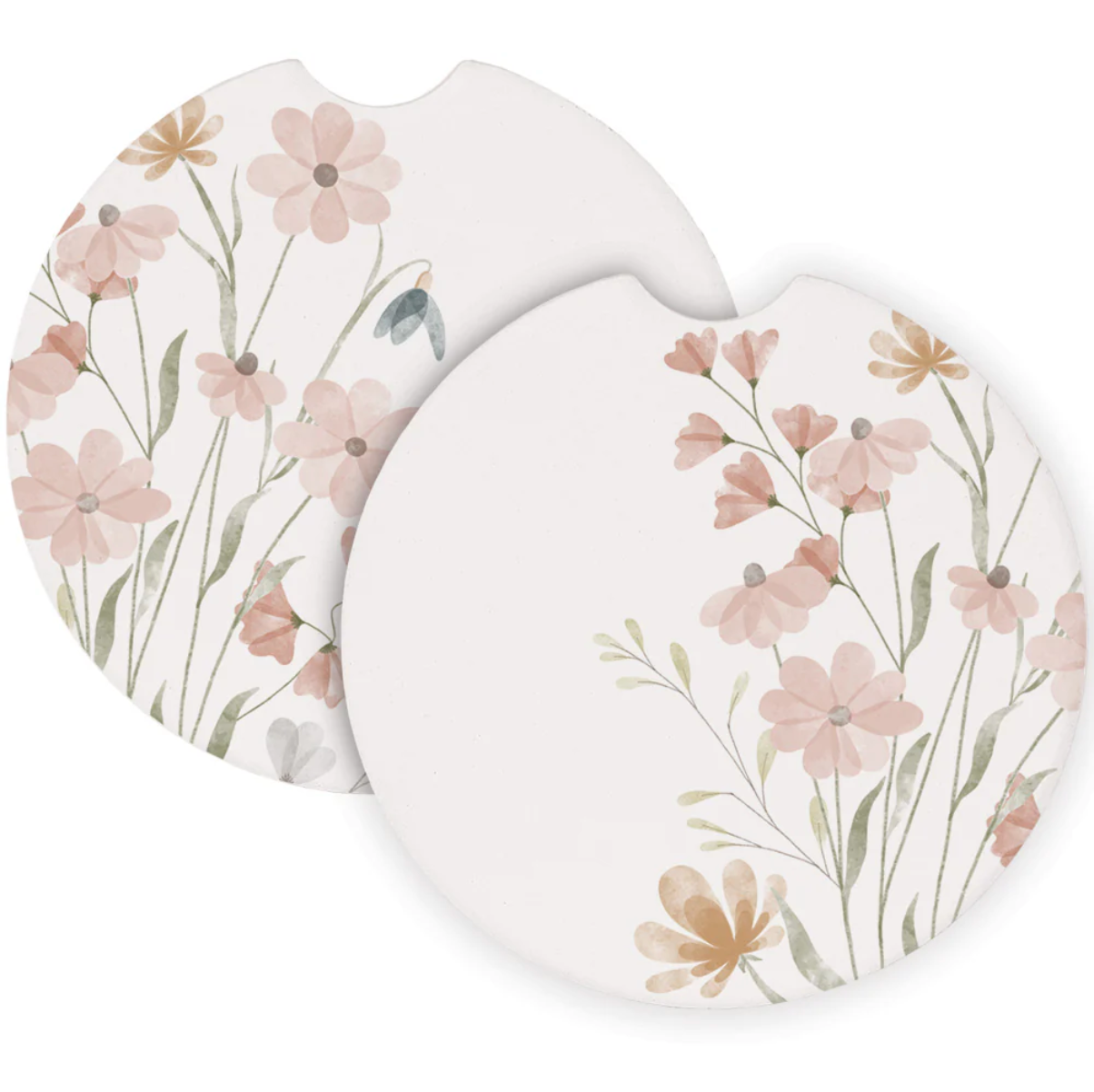 Watercolor Flowers Car Coaster Set