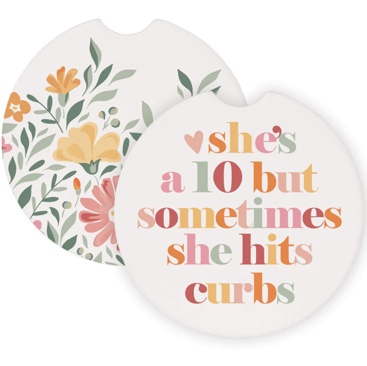 She Hits Curbs Car Coaster Set