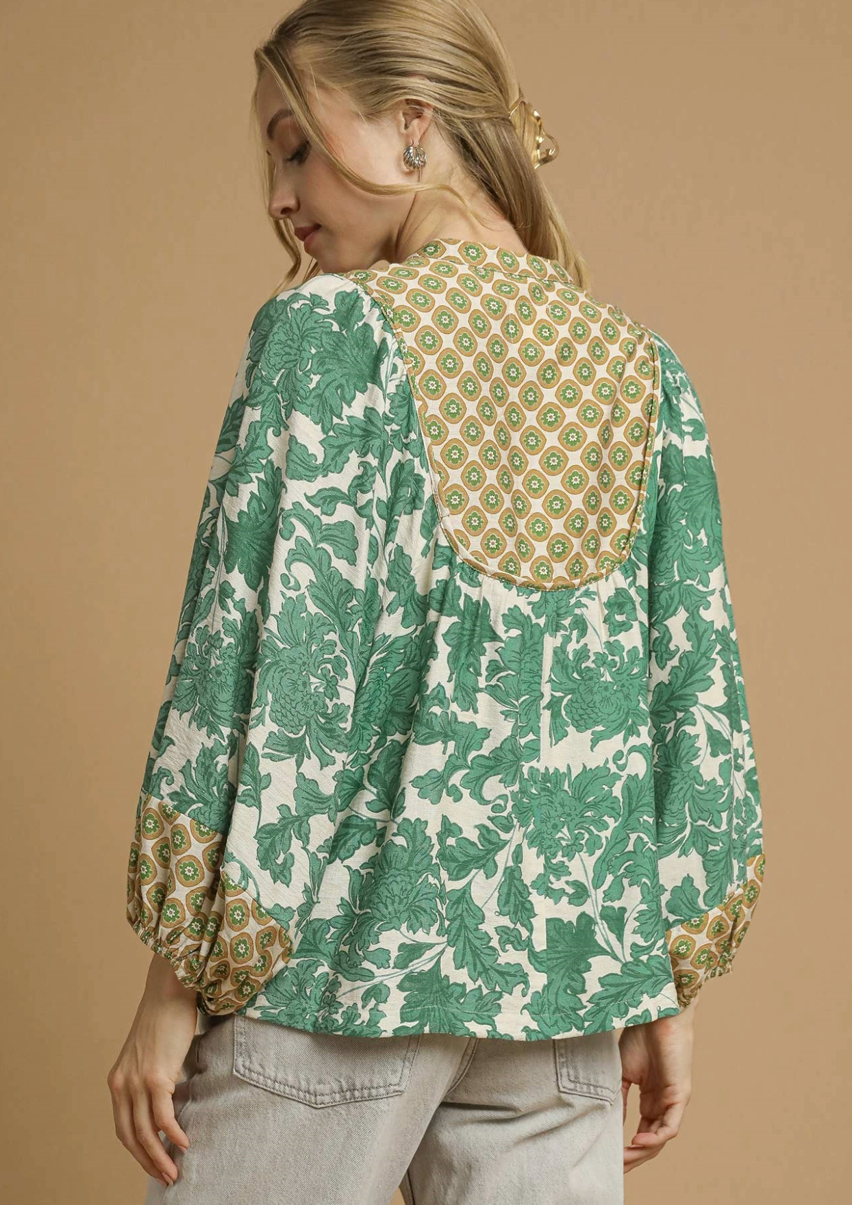 Umgee Mixed Abstract Pattern Blouse