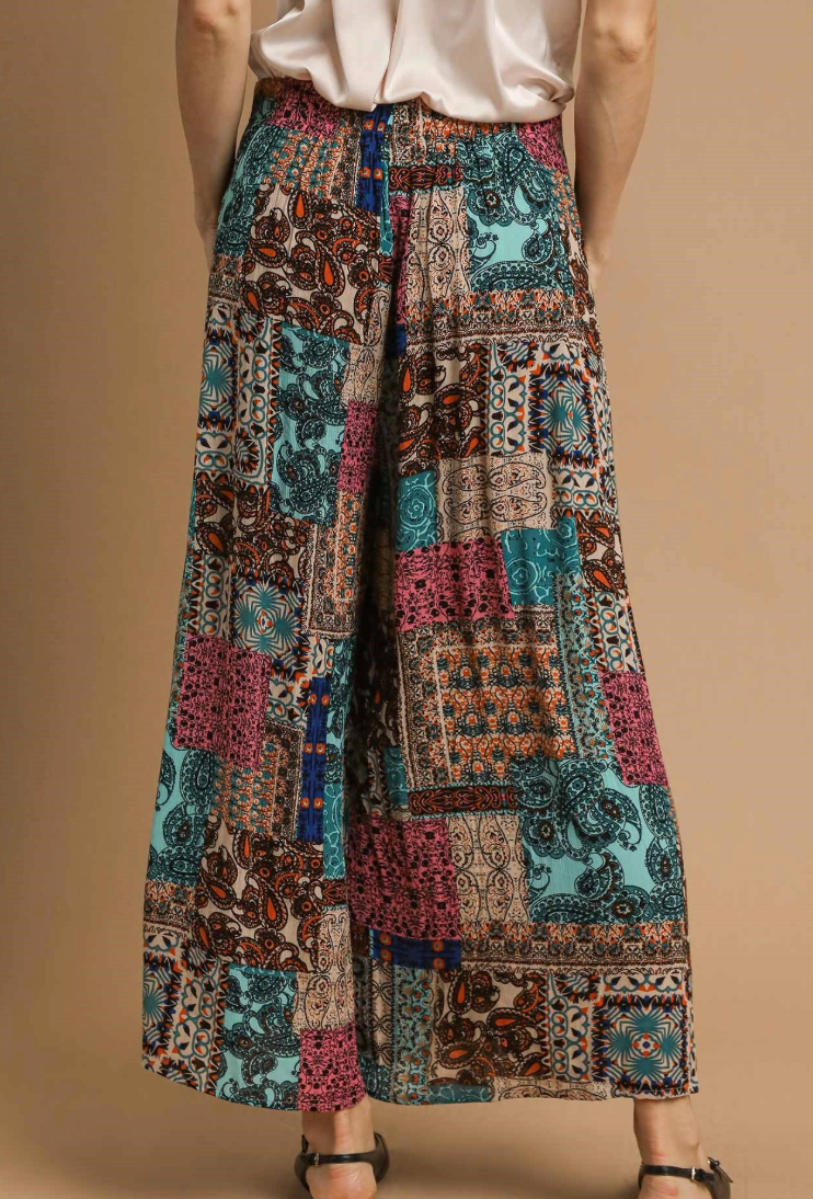 Umgee Patchwork Paisley Pants