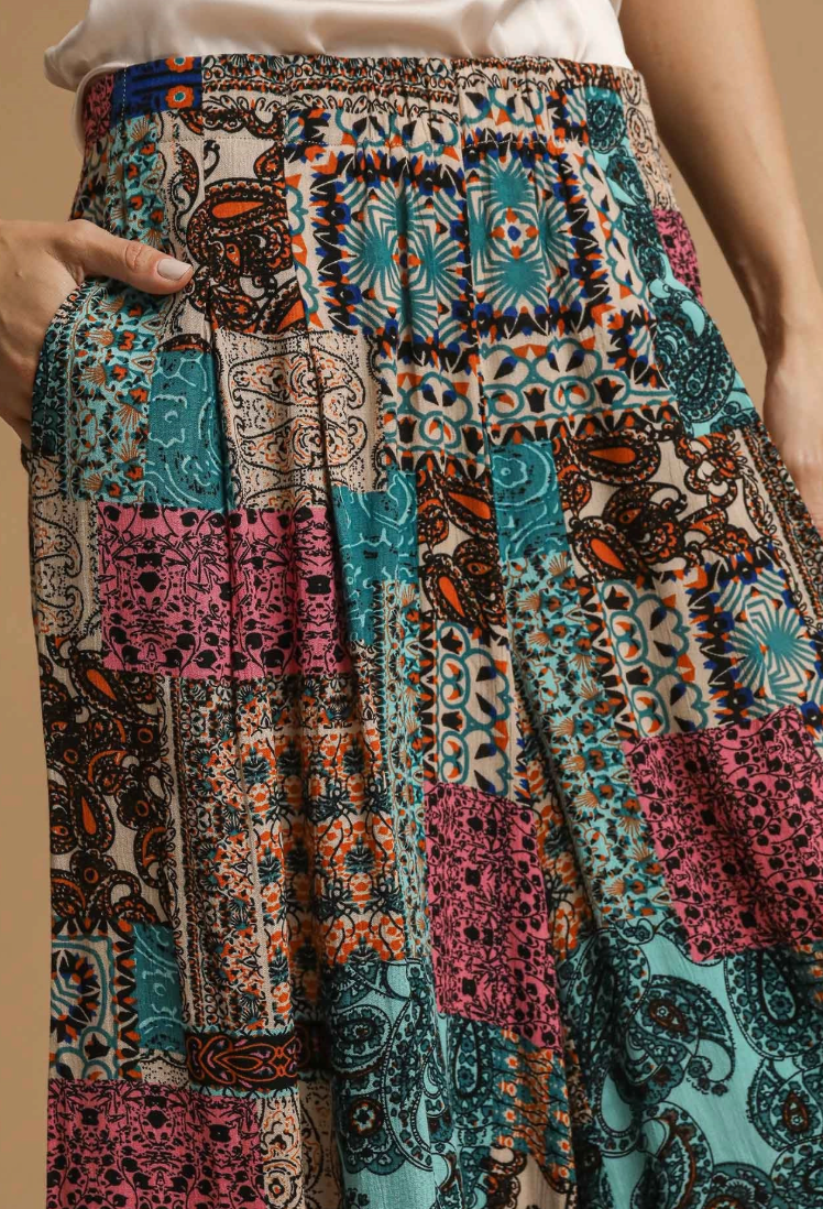 Umgee Patchwork Paisley Pants