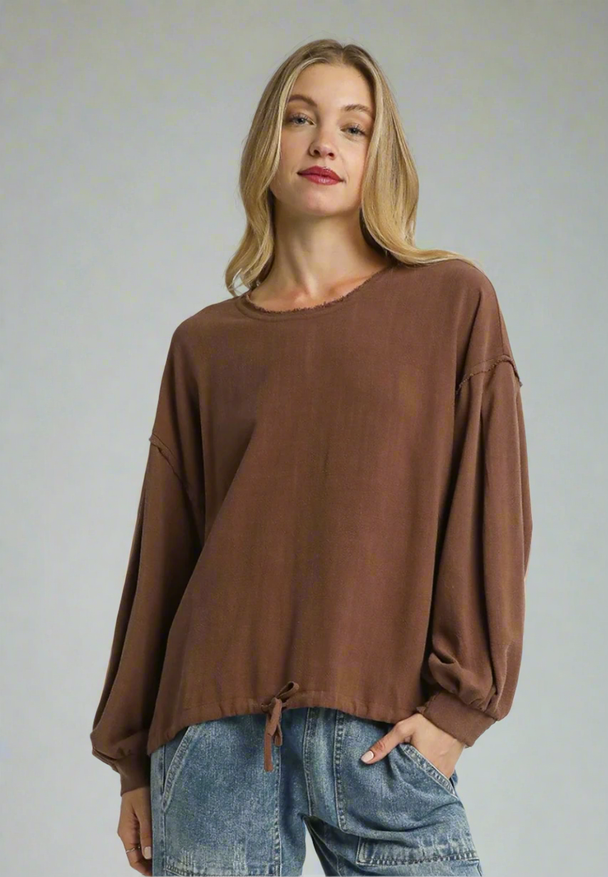 Umgee Tried & True Linen Tie Top