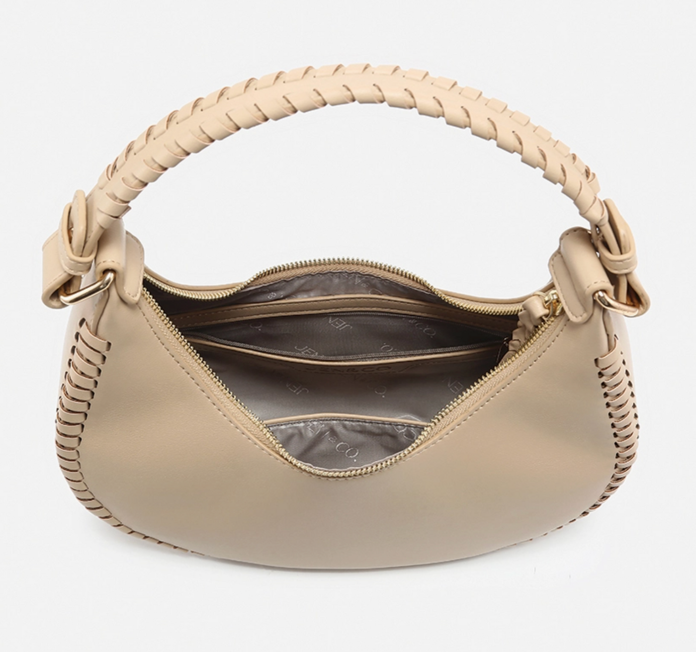 Aria Whipstitch Crescent Shoulder Bag