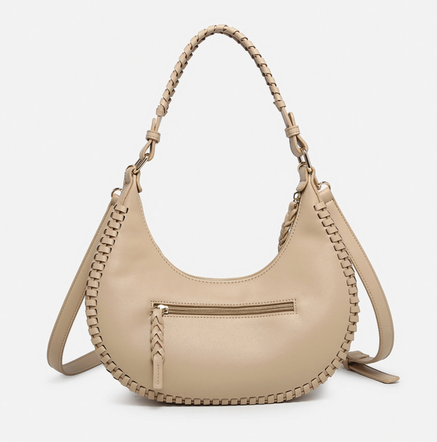 Aria Whipstitch Crescent Shoulder Bag