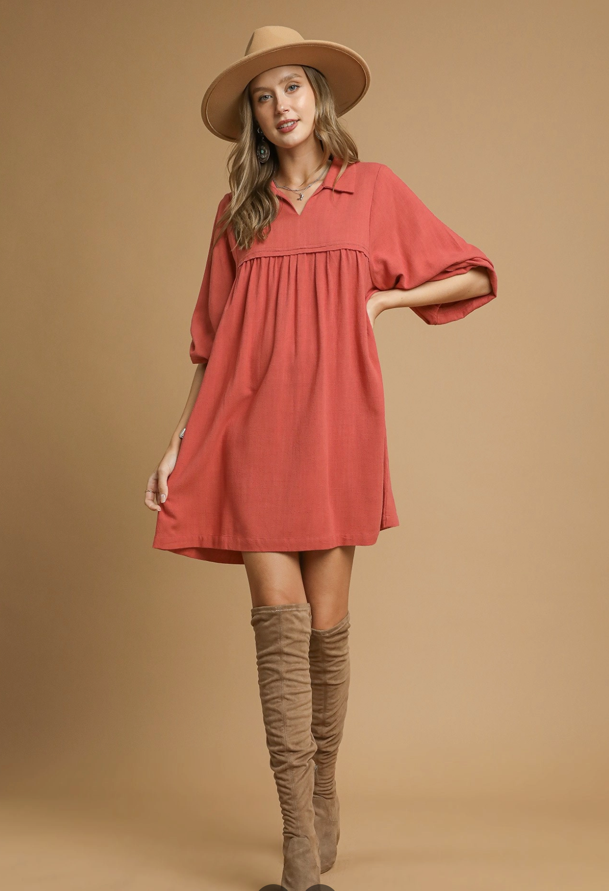 Umgee Layla Linen Babydoll Dress