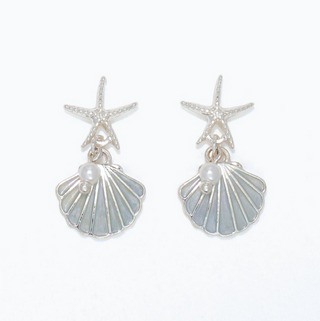 Starfish with Shell and Pearl Earrings