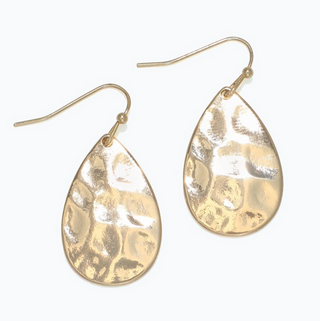 Gold Hammered Teardrop Earrings