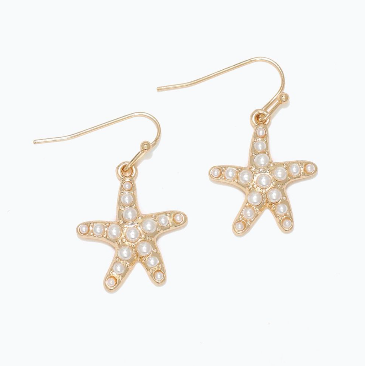 Gold Starfish with Pearl Earrings