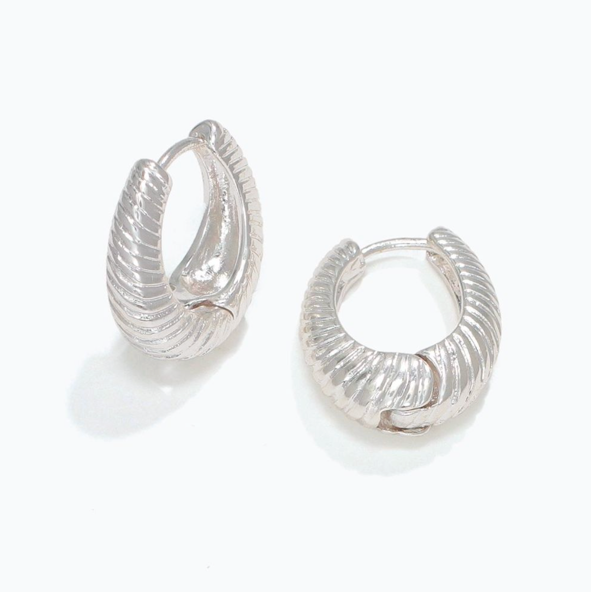 Textured Silver Hoops