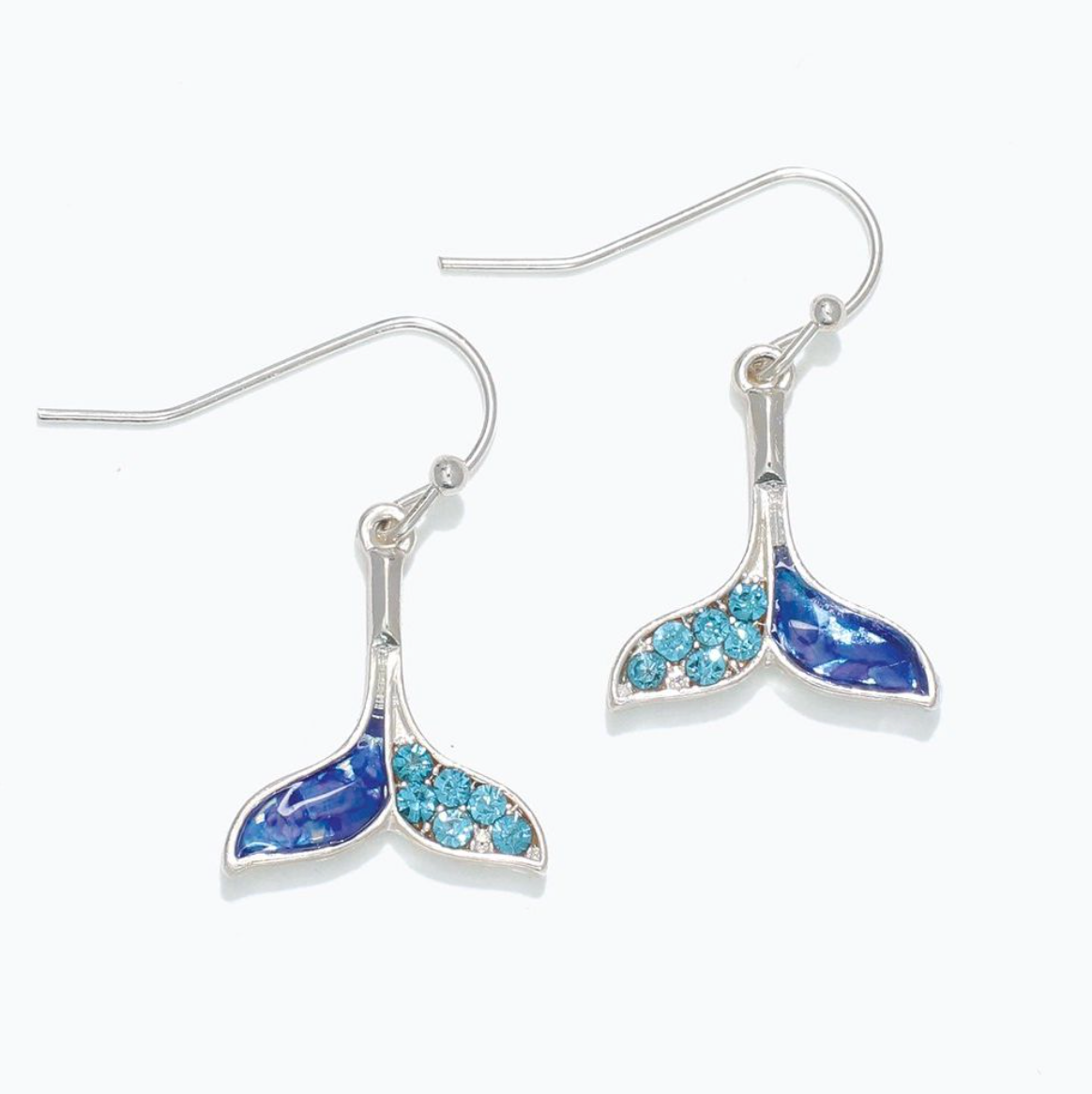Silver Tail with Blue Shell Earrings