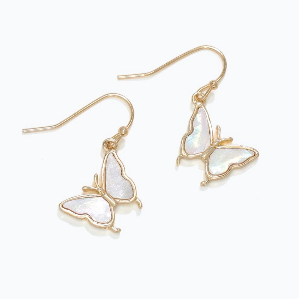 Shimmering White Butterfly Earrings