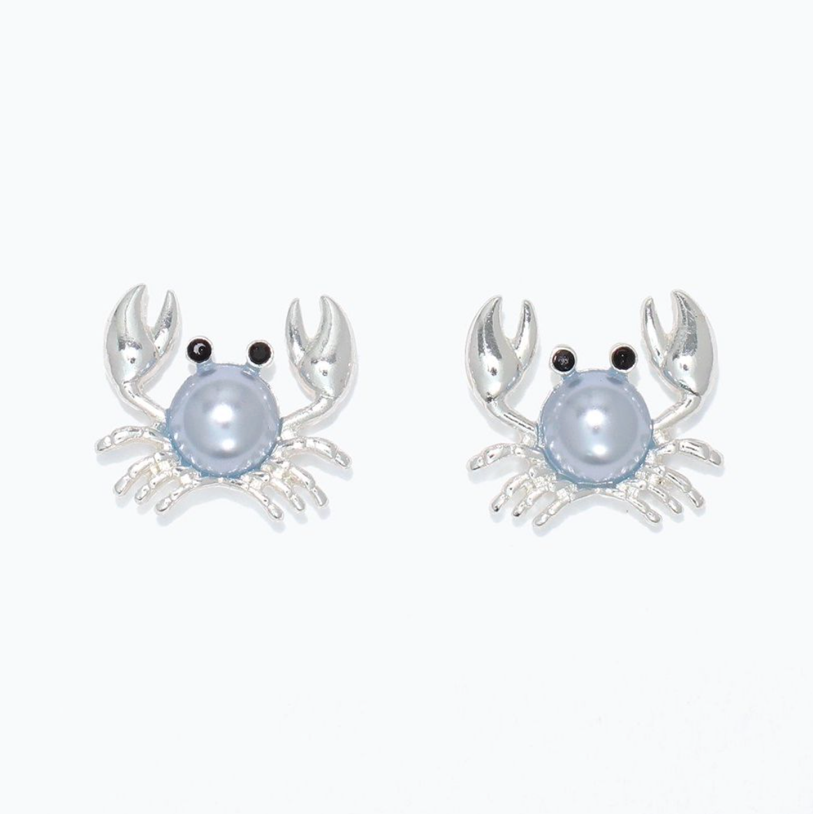 Silver Crab with Blue Pearl Earrings