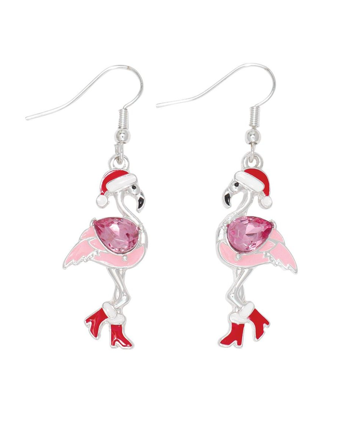 Periwinkle Jeweled Holiday Flamingo Earrings