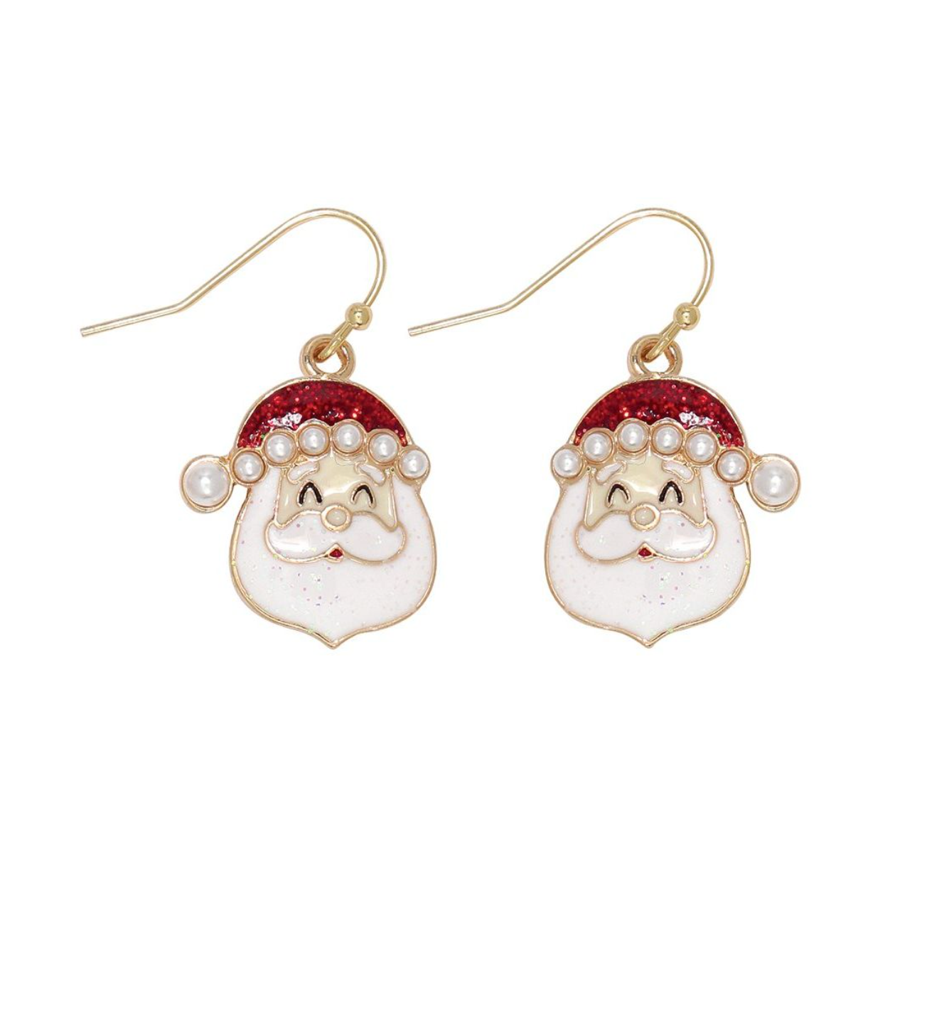 Periwinkle Glittery Santa Earrings