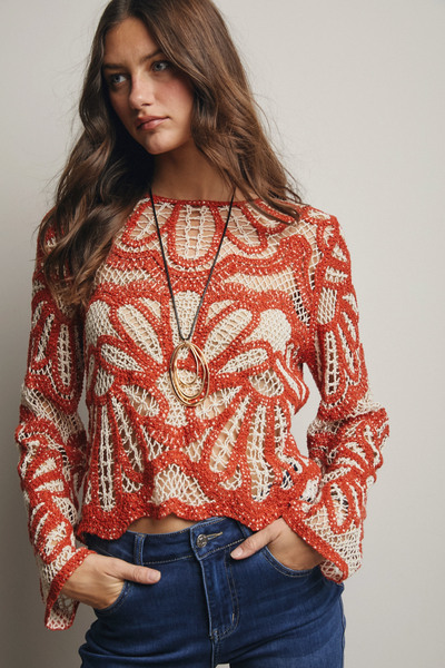 Crochet Floral Pattern Sweater