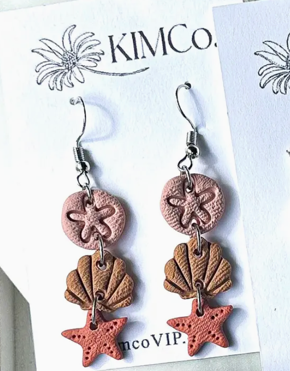 Shell Drop Polymer Clay Earrings