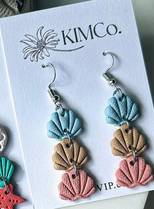 Shell Drop Polymer Clay Earrings