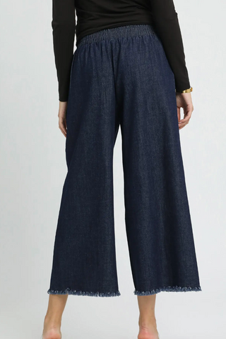 Umgee Denim Pants with Fringe Hem