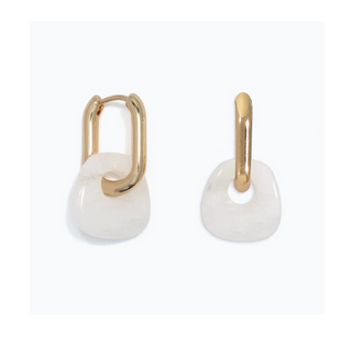 Quartz Huggie Charm Earrings