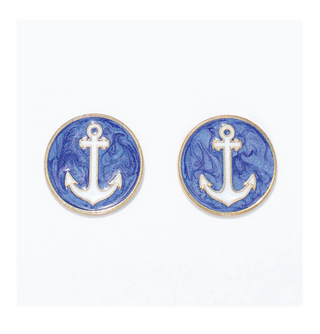 Enamel Anchor Stud Earrings