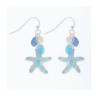Periwinkle Seaglass Starfish Earrings