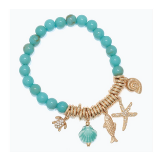 Turquoise Beaded Charm Bracelet