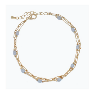 Blue Bead Layered Anklet