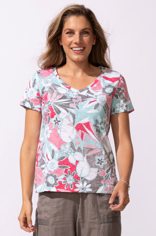 Escape by Habitat Fiji Floral V Neck Tee